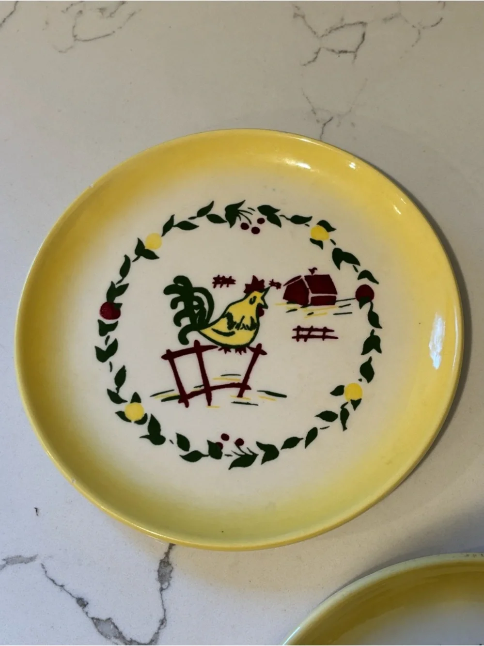 Vintage 1940’s 1950’s Brock of California Yellow Farmhouse Rooster Set 3 Dishes - Picture 5 of 9